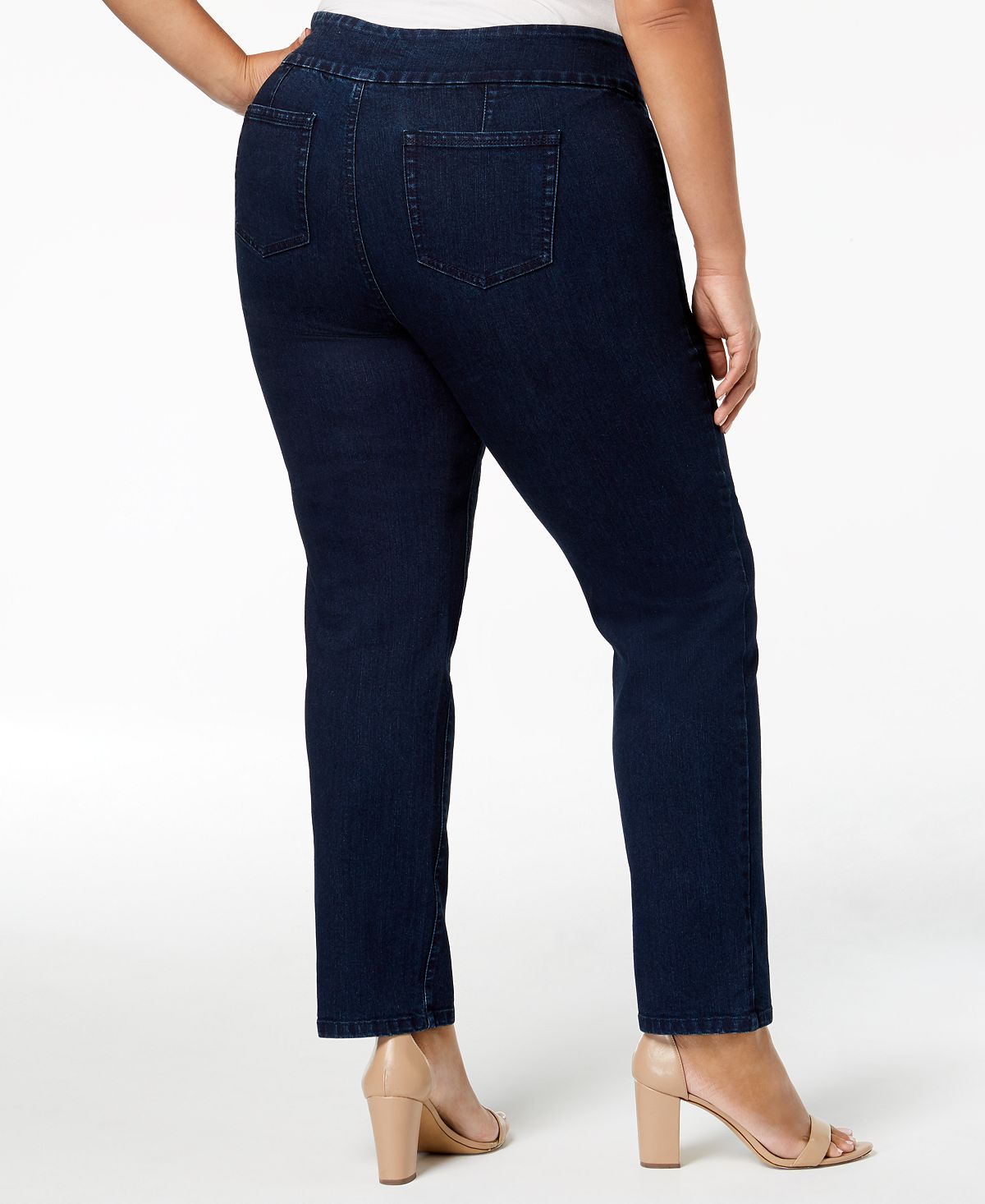 Calça jeans feminina Charter Club Stretch Slim Tummy Smooth Azul Tamanho 14W