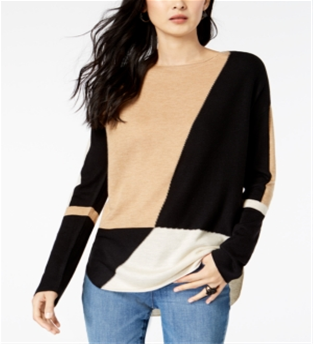 Suéter feminino colorblocked INC International Concepts marrom tamanho X-Large