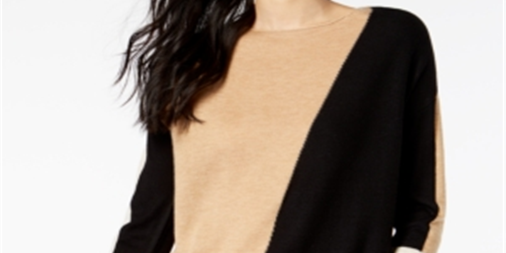 Suéter feminino colorblocked INC International Concepts marrom tamanho X-Large