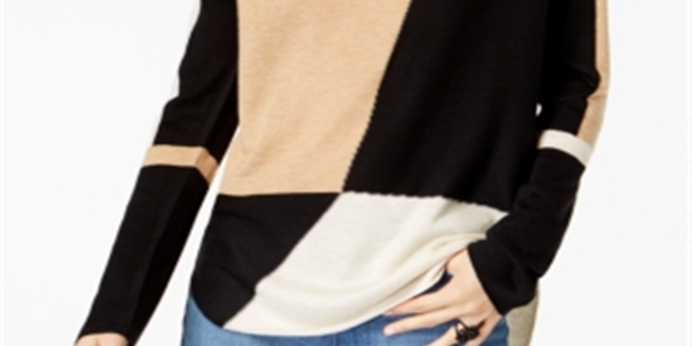 Suéter feminino colorblocked INC International Concepts marrom tamanho X-Large