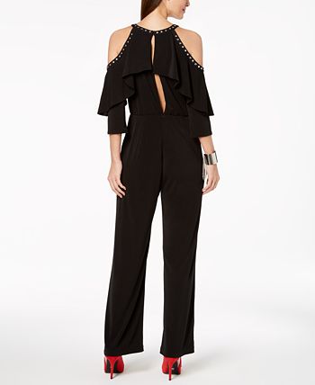 Macacão feminino Thalia Sodi com ombros descobertos, preto, tamanho extragrande