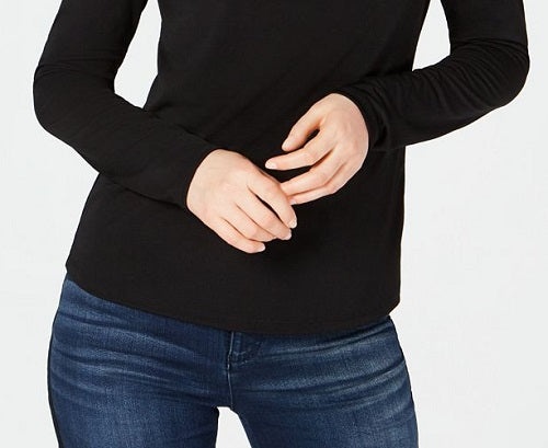 Blusa feminina com argola tripla, preta, tamanho pequeno, da INC International Concepts