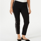 Calça feminina com controle de barriga e listras laterais JM Collection, preta, tamanho pequeno