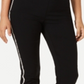 Calça feminina com controle de barriga e listras laterais JM Collection, preta, tamanho pequeno