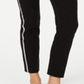 Calça feminina com controle de barriga e listras laterais JM Collection, preta, tamanho pequeno