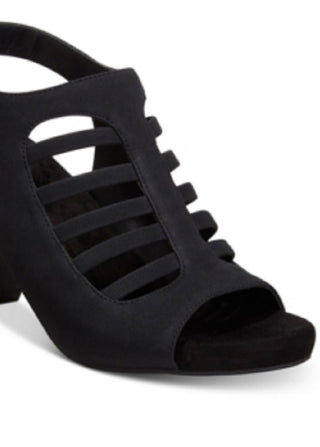 Sandálias femininas Giani Bernini Caged Caileigh pretas, tamanho 9,5 m