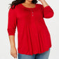 Blusa Pintuck Feminina Estilo &amp; Co Vermelha Tamanho 2X