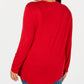 Blusa Pintuck Feminina Estilo &amp; Co Vermelha Tamanho 2X