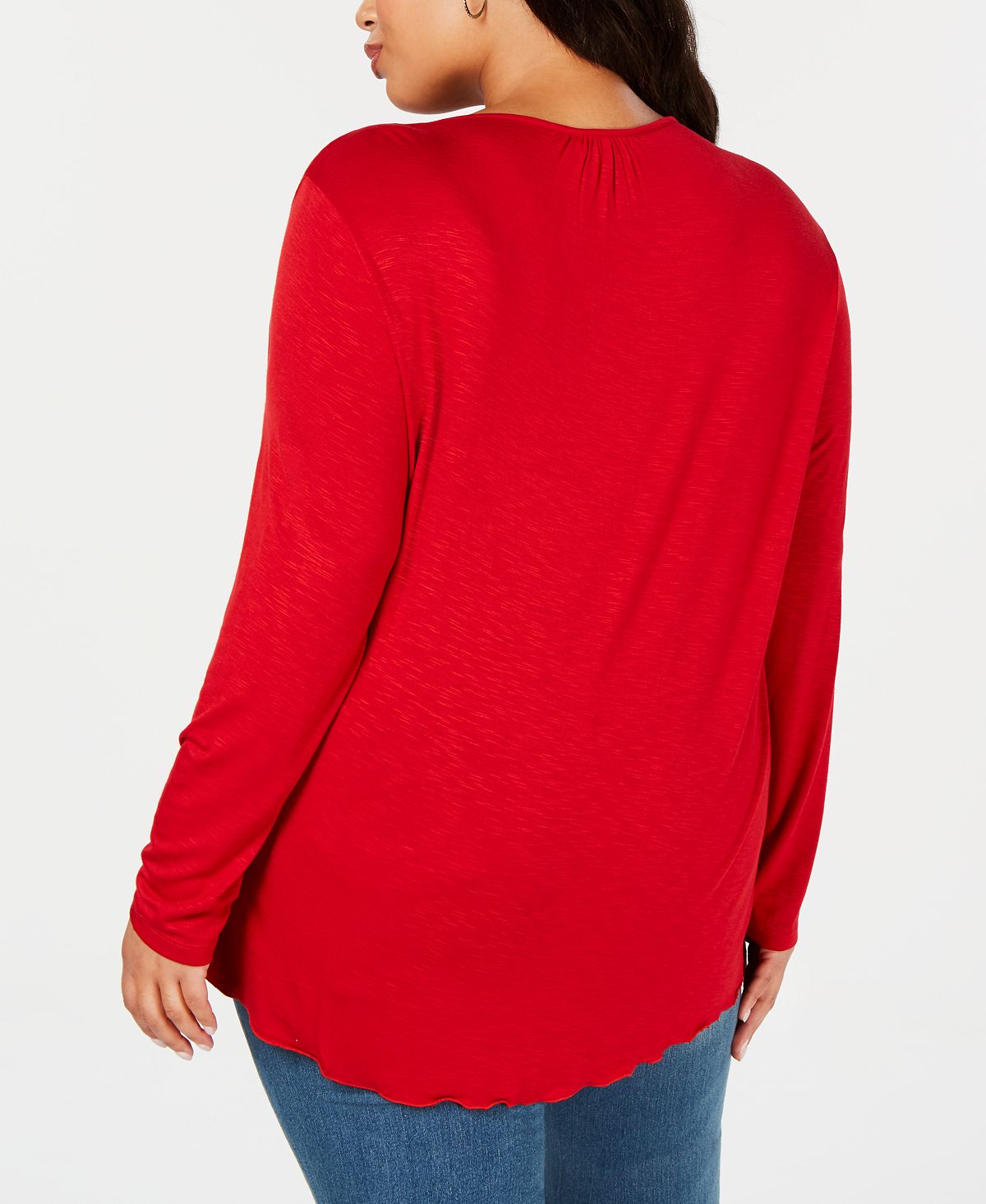 Blusa Pintuck Feminina Estilo &amp; Co Vermelha Tamanho 2X