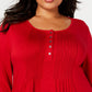 Blusa Pintuck Feminina Estilo &amp; Co Vermelha Tamanho 2X