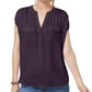 Camisa utilitária feminina com decote dividido e manga curta, roxa, tamanho XX-G, da INC International Concepts