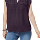 Camisa utilitária feminina com decote dividido e manga curta, roxa, tamanho XX-G, da INC International Concepts