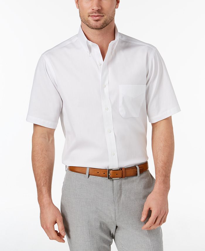 Camisa social masculina Club Room Regular Fit Oxford resistente a rugas, branca, tamanho 18