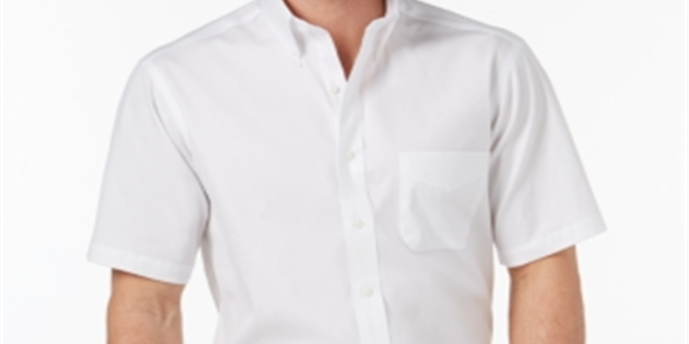 Camisa social masculina Club Room Regular Fit Oxford resistente a rugas, branca, tamanho 18