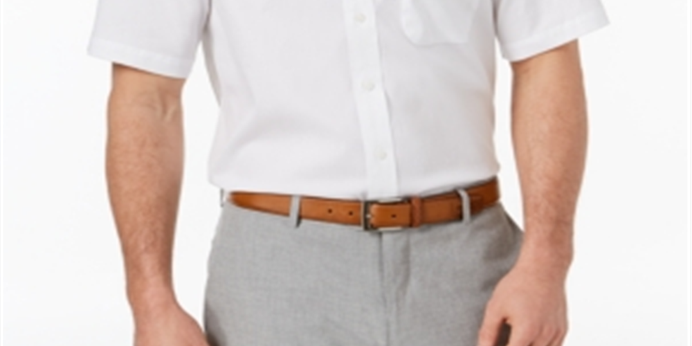 Camisa social masculina Club Room Regular Fit Oxford resistente a rugas, branca, tamanho 18