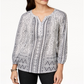 Blusa feminina com decote aberto e manga comprida, tamanho médio, estilo &amp; co