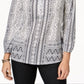Blusa feminina com decote aberto e manga comprida, tamanho médio, estilo &amp; co