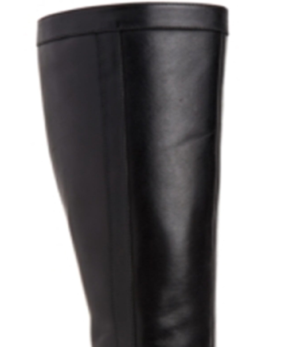 Botas femininas Giani Bernini Rozario de couro, bico amendoado, cano alto, pretas, tamanho 10,5 M