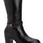 Botas femininas Giani Bernini Rozario de couro, bico amendoado, cano alto, pretas, tamanho 10,5 M