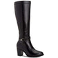 Botas femininas Giani Bernini Rozario de couro, bico amendoado, cano alto, pretas, tamanho 12