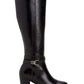 Botas femininas Giani Bernini Rozario de couro, bico amendoado, cano alto, pretas, tamanho 12