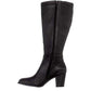 Botas femininas Giani Bernini Rozario de couro, bico amendoado, cano alto, pretas, tamanho 12