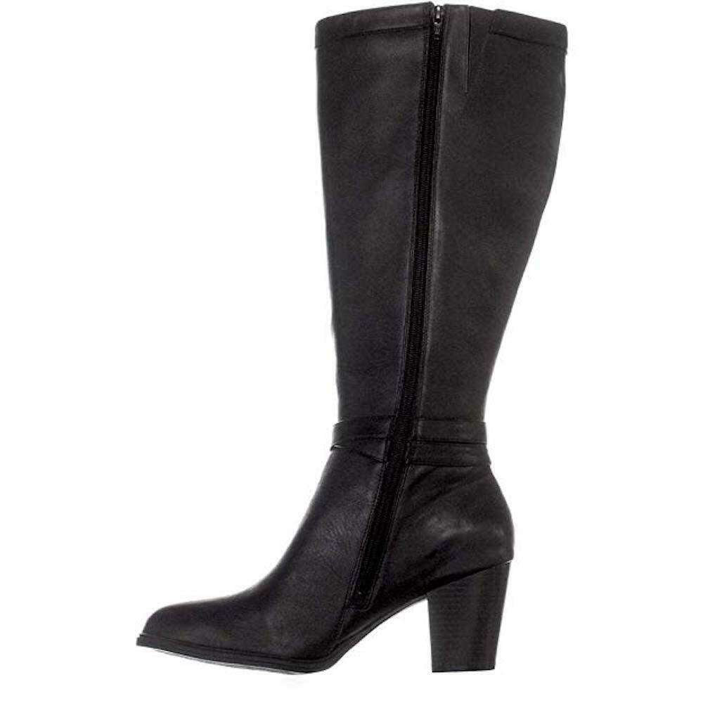 Botas femininas Giani Bernini Rozario de couro, bico amendoado, cano alto, pretas, tamanho 12