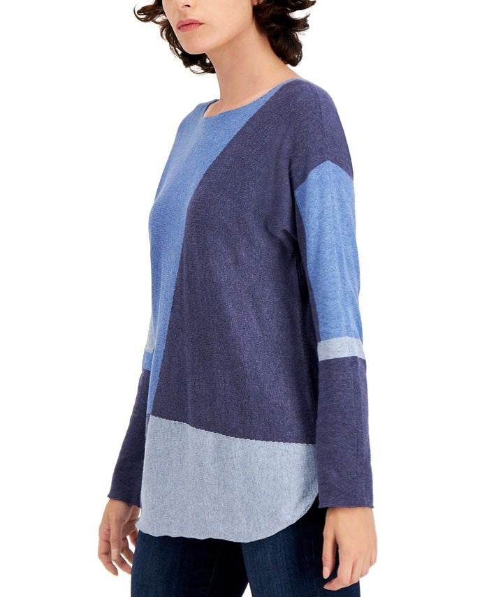 Suéter feminino com blocos de cores da INC International Concepts, azul, tamanho pequeno GG