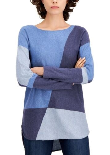 Suéter feminino com blocos de cores da INC International Concepts, azul, tamanho pequeno GG