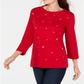 Moletom feminino Karen Scott com detalhes em vermelho, tamanho grande