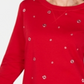 Moletom feminino Karen Scott com detalhes em vermelho, tamanho grande