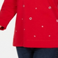 Moletom feminino Karen Scott com detalhes em vermelho, tamanho grande