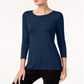 Blusa feminina Alfani High Low Mix Media azul tamanho grande