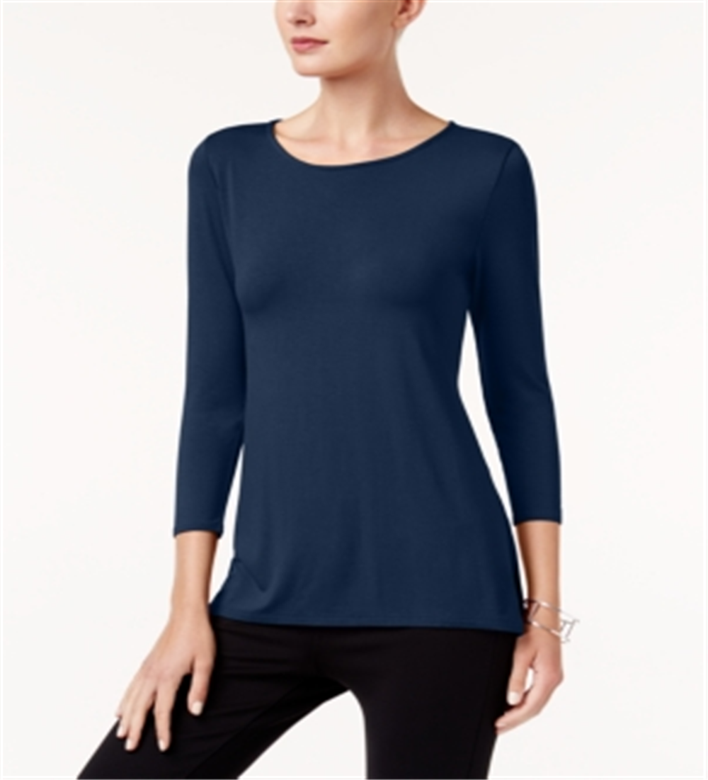 Blusa feminina Alfani High Low Mix Media azul tamanho grande