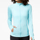 Jaqueta ID Ideology Essentials Performance com zíper feminina, azul, tamanho X-S
