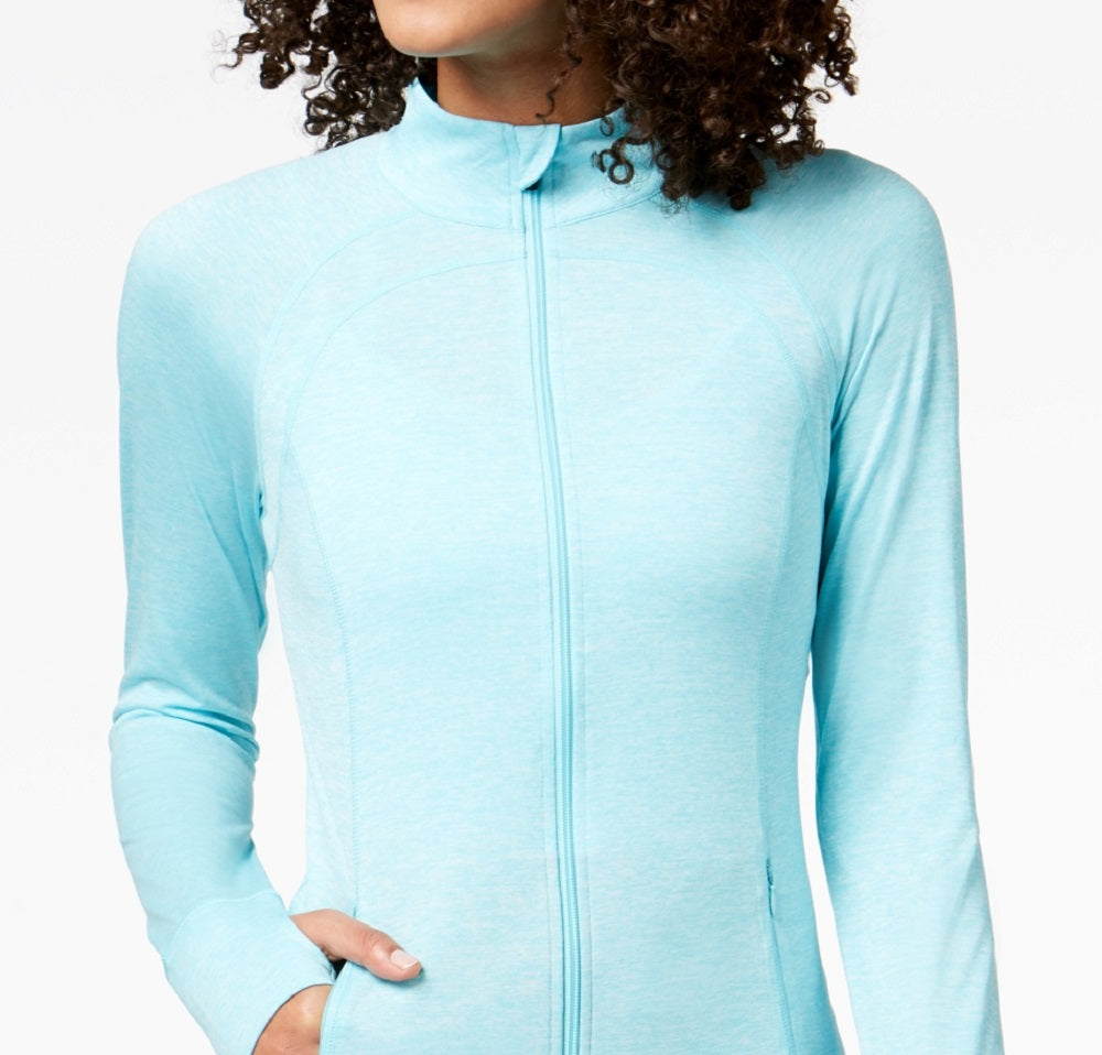 Jaqueta ID Ideology Essentials Performance com zíper feminina, azul, tamanho grande