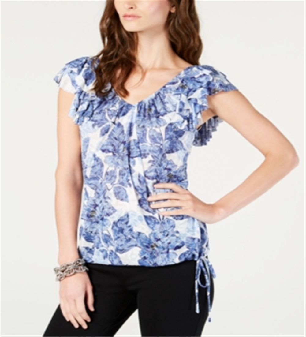 Camisa xadrez feminina INC International Concepts Pine, azul, tamanho pequeno, extragrande