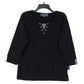 Karen Scott Top Feminino de Algodão com Ilhós e Gola Alta, Preto, Tamanho Médio