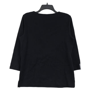 Karen Scott Top Feminino de Algodão com Ilhós e Gola Alta, Preto, Tamanho Médio