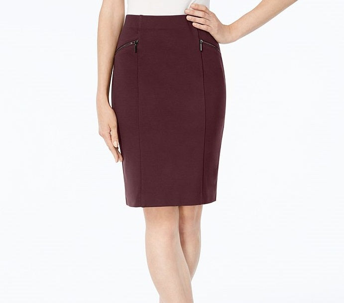 Saia lápis feminina Alfani Ponte Knit vermelha tamanho 16 Petite