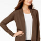 Cardigan feminino JM Collection com frente aberta, marrom, tamanho pequeno