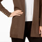 Cardigan feminino JM Collection com frente aberta, marrom, tamanho pequeno