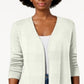Cardigan feminino de malha canelada com frente aberta, tamanho extragrande, branco, Charter Club