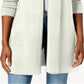 Cardigan feminino de malha canelada com frente aberta, tamanho extragrande, branco, Charter Club