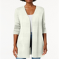 Cardigan feminino de malha canelada com frente aberta, tamanho extragrande, branco, Charter Club