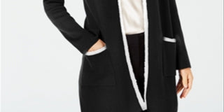Alfani Women's Eyelash Trim Cardigan Black Size X-Small