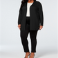 Cardigan feminino com ilhós e cadarço JM Collection, preto, tamanho 2X