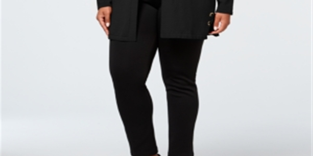 Cardigan feminino com ilhós e cadarço JM Collection, preto, tamanho 2X