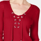 Suéter feminino Inc International Concepts com estampa de buraco de fechadura e manga comprida, vermelho, tamanho XS