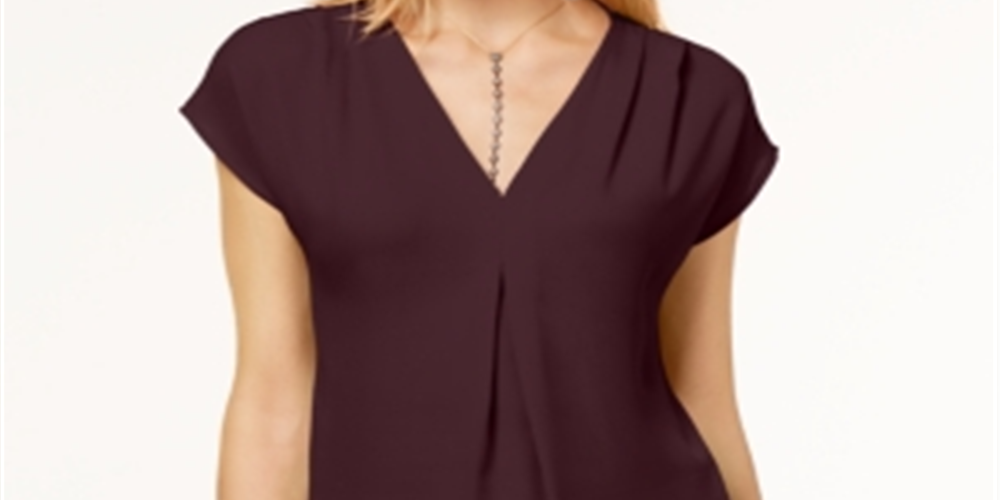 Blusa feminina com pregas invertidas INC International Concepts, vinho, tamanho XX-grande